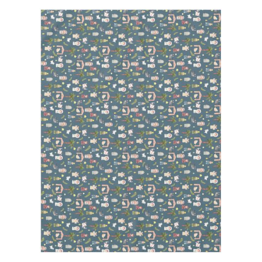 ザ出生クリスマス休暇ネイビーTableloth テーブルクロス (正面)