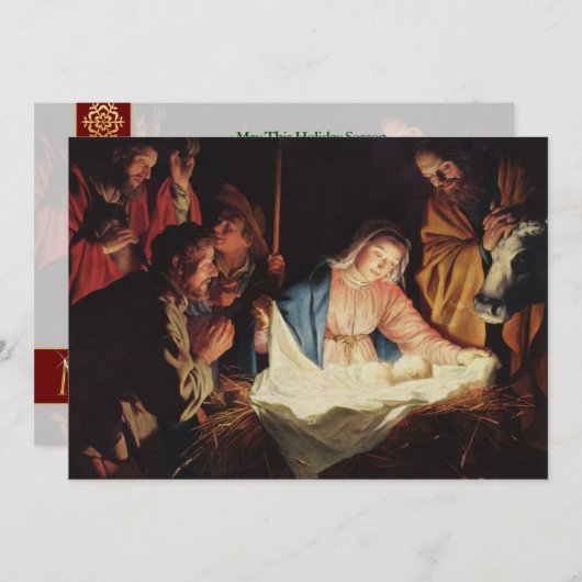 ザ出生ヴィンテージファインアートクリスマス シーズンカード (正面/裏面)