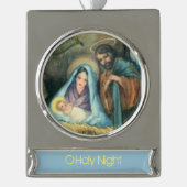 ザ初めてのクリスマスオーナメント出生装飾 シルバープレートバナーオーナメント (正面)