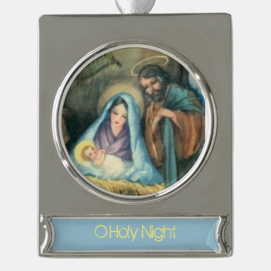 ザ初めてのクリスマスオーナメント出生装飾 シルバープレートバナーオーナメント (正面)