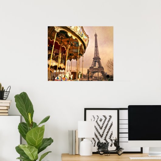 ザ回転木馬とエッフェルタワー ポスター (ホームオフィス)