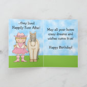 ザ女性のカーボーイとカエルの馬誕生日 カード (内部)