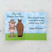 ザ女性のカーボーイとカエル誕生日カード – Brunette カード (内部)