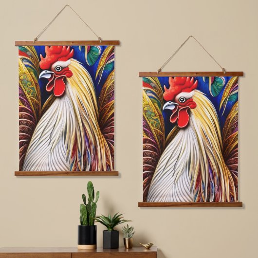 ザ威厳のあるルースター – 輝かしいポートレート 吊り下げ型タペストリー (非対称)