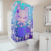 ザ小さなパーメイドキャット人魚バスタブのシャワーカーテン シャワーカーテン (インサイチュ)