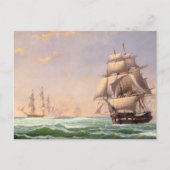 ザ州統一されたフリゲートbyフィッツ・ヘンリー・レーン シーズンポストカード (正面)