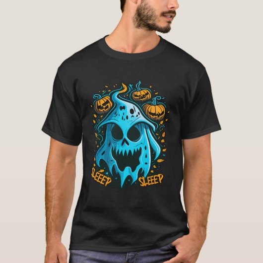 ザ幽霊ハロウィーンスリープ男性へウィメンズボーイズガール Tシャツ (正面)