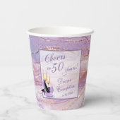 ザ応援から50年ラベンダー金ゴールド誕生日 紙コップ (裏面)
