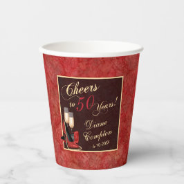 ザ応援50年レッド金ゴールドブラック誕生日 紙コップ