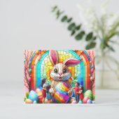 ザ抽象芸術イースターバニーステイングラス シーズンポストカード (スタンド正面)