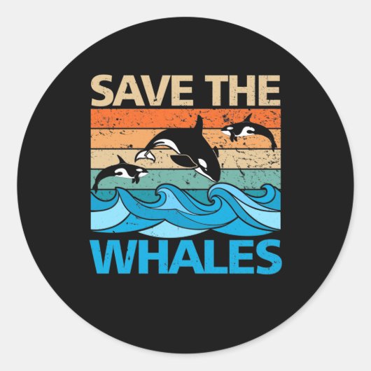 ザ救クジラレトロヴィンテージオルカクジラ ラウンドシール (正面)