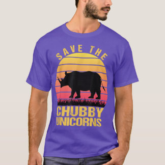 ザ救チュビーユニコーンヴィンテージレトロおもしろいRhino Tシャツ