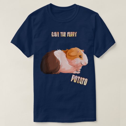 ザ救・フューリー・ポテト・ギニおもしろいア豚 Tシャツ (デザイン正面)