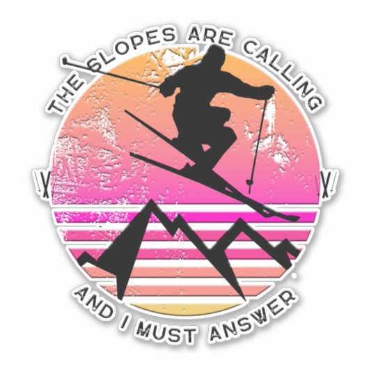 ザ斜面はサンセットスキーヤーレトロを呼んでいる シール (正面)