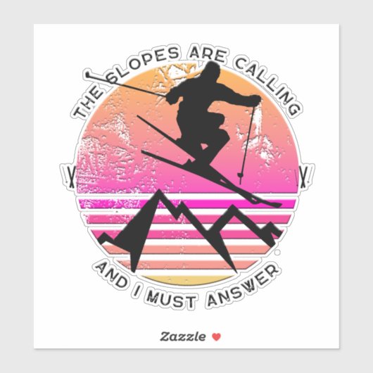 ザ斜面はサンセットスキーヤーレトロを呼んでいる シール (シート)