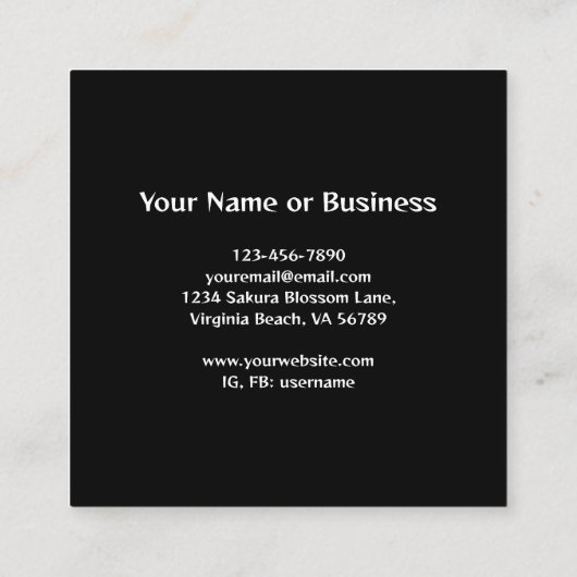 ザ日本のウェーブ素晴らし、山富士、桜 スクエア名刺 (裏面)