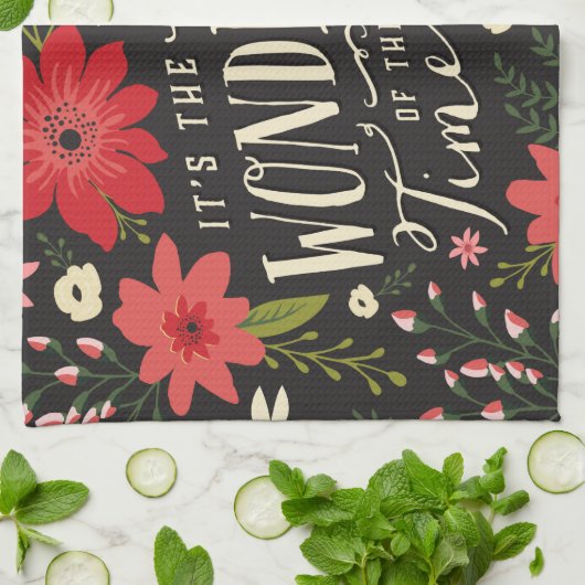 ザ最も素晴らしいタイムオブイヤーの休日フローラ キッチンタオル (折り畳み)