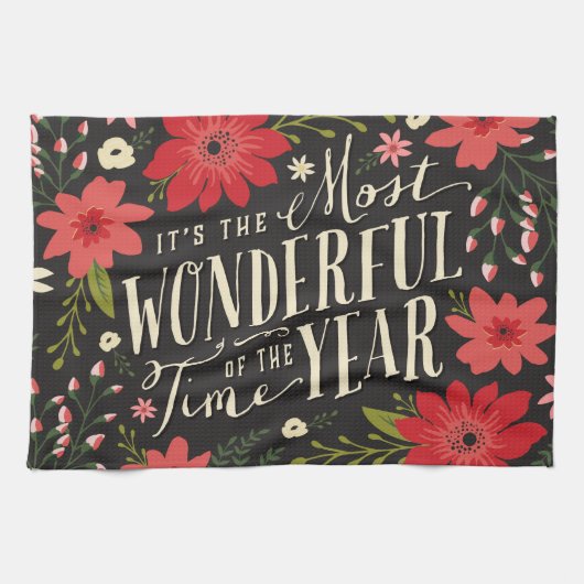 ザ最も素晴らしいタイムオブイヤーの休日フローラ キッチンタオル (横)