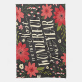 ザ最も素晴らしいタイムオブイヤーの休日フローラ キッチンタオル (縦)
