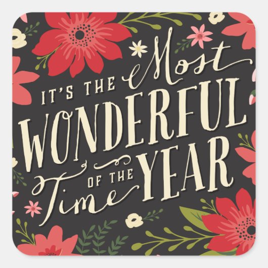 ザ最も素晴らしいタイムオブイヤーの休日フローラ スクエアシール (正面)