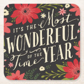 ザ最も素晴らしいタイムオブイヤーの休日フローラ スクエアペーパーコースター (正面)