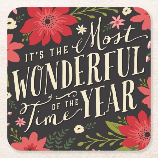 ザ最も素晴らしいタイムオブイヤーの休日フローラ スクエアペーパーコースター (正面)