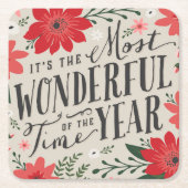 ザ最も素晴らしいタイムオブイヤーの休日フローラ スクエアペーパーコースター (正面)