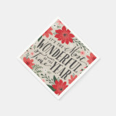 ザ最も素晴らしいタイムオブイヤーの休日フローラ スタンダードカクテルナプキン (角)