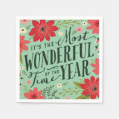 ザ最も素晴らしいタイムオブイヤーの休日フローラ スタンダードカクテルナプキン (正面)