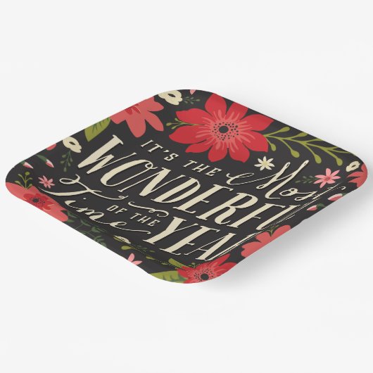 ザ最も素晴らしいタイムオブイヤーの休日フローラ ペーパープレート (傾斜あり)