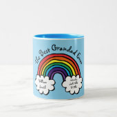 ザ最高のグランパ、グランダ、パパレインボーブルー ツートーンマグカップ (中央)