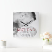 ザ最高のパパエバータイポグラフィの父の日の写真 スクエア壁時計 (ホーム)