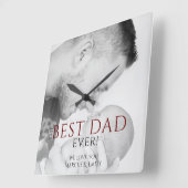 ザ最高のパパエバータイポグラフィの父の日の写真 スクエア壁時計 (傾斜)