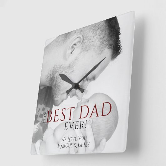 ザ最高のパパエバータイポグラフィの父の日の写真 スクエア壁時計 (傾斜)