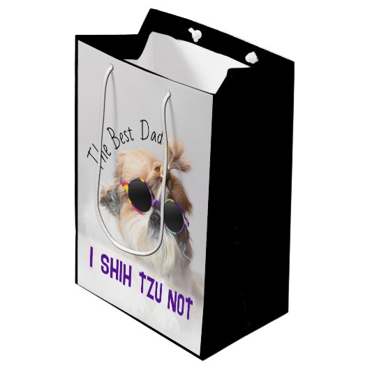 ザ最高のパパシーズー（犬）Tzuかわいいおもしろい犬写真 ミディアムペーパーバッグ (正面アングル)
