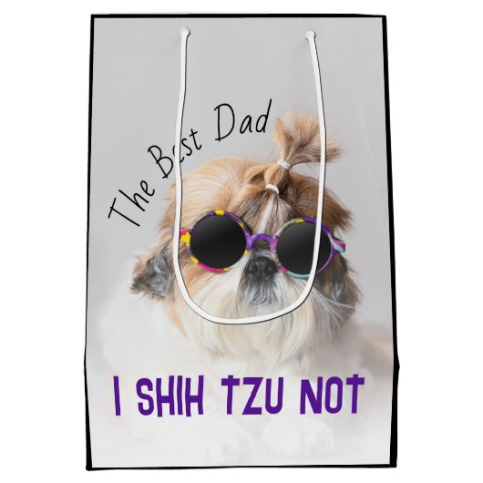 ザ最高のパパシーズー（犬）Tzuかわいいおもしろい犬写真 ミディアムペーパーバッグ (裏面)