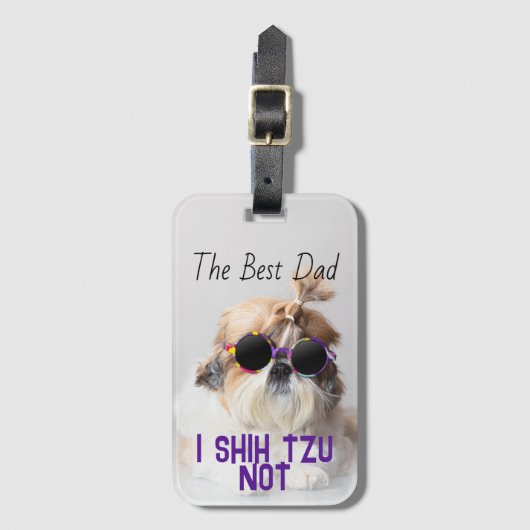 ザ最高のパパシーズー（犬）Tzuかわいいおもしろい犬写真 ラゲッジタグ (正面縦)