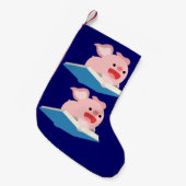 ザ本飛んでいると漫画の豚のクリスマスストッキング スモールクリスマスストッキング (正面 (吊り時))