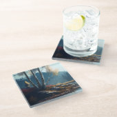 ザ樺の木ノースアイルランドラウンド、樺の木ビュー ガラスコースター (アングル)