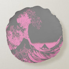 ザ波素晴らし丸ピローピンク&グレー ラウンドクッション