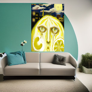 ザ泣き叫びイエローレモン顔   AIアートポスター ポスター