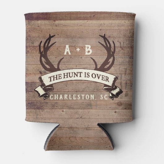 ザ狩りのオーバーカスタム結婚式の引き出物素朴アントラー 缶クーラー (正面)