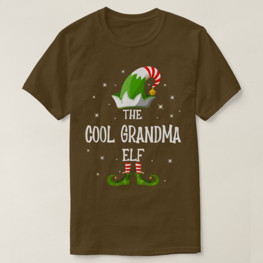 ザ祖母カッコいい小妖精や小人ファミリーマッチンググループクリスマス Tシャツ (デザイン正面)