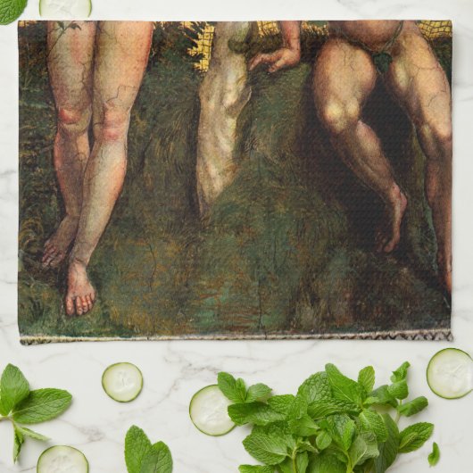 ザ秋 – アダムとエバby Raphael Sanzio キッチンタオル (折り畳み)