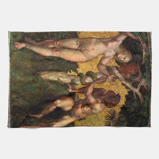 ザ秋 – アダムとエバby Raphael Sanzio キッチンタオル (横)