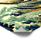 ザ素晴らしウェーブアット神奈川芸術的ヴィンテージスタイル ポスター (角)