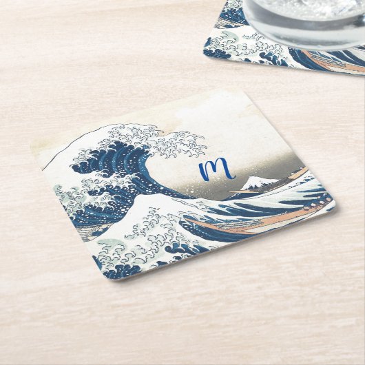 ザ素晴らしウェーブア日本のート スクエアペーパーコースター (アングル)