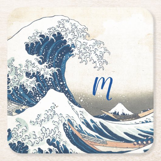 ザ素晴らしウェーブア日本のート スクエアペーパーコースター (正面)