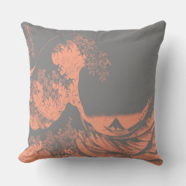 ザ素晴らしウェーブピローピーチ&グレー クッション
