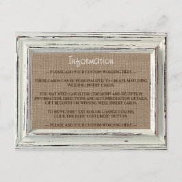 ザ素朴ホワイトフレーム&バーラップ結婚のコレクション エンクロージャーカード